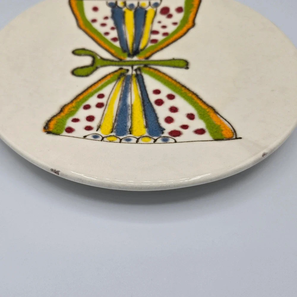 Vintage Crate and Barrel Flutter‎ 9 inch Butterfly Plate Folk Art Boho Colorful